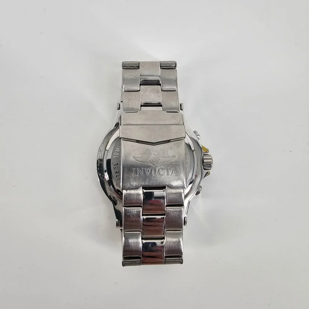 Invicta Watch Mens Silver 1265 Chronograph Stainless Steel White Dial Sport